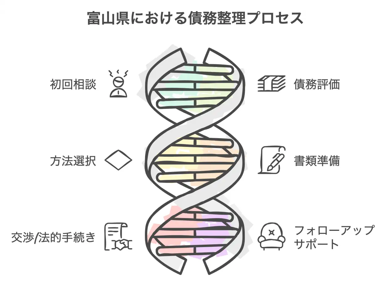 債務整理のプロセス：富山県の特徴的な支援